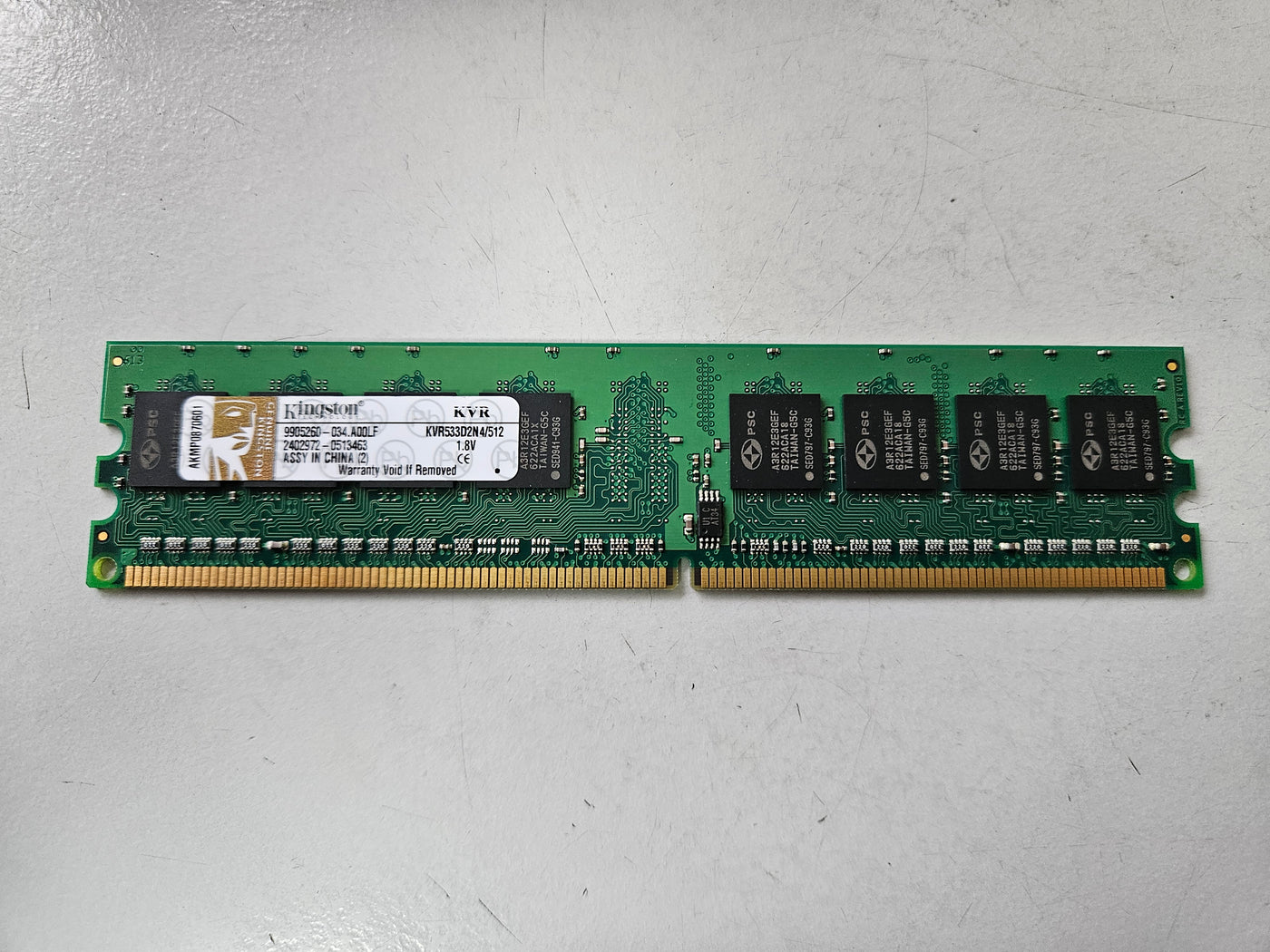 Kingston 512MB PC2-4200 DDR2-533MHz CL4 240-Pin DIMM ( KVR533D2N4/512 9905260-034.A00LF ) REF