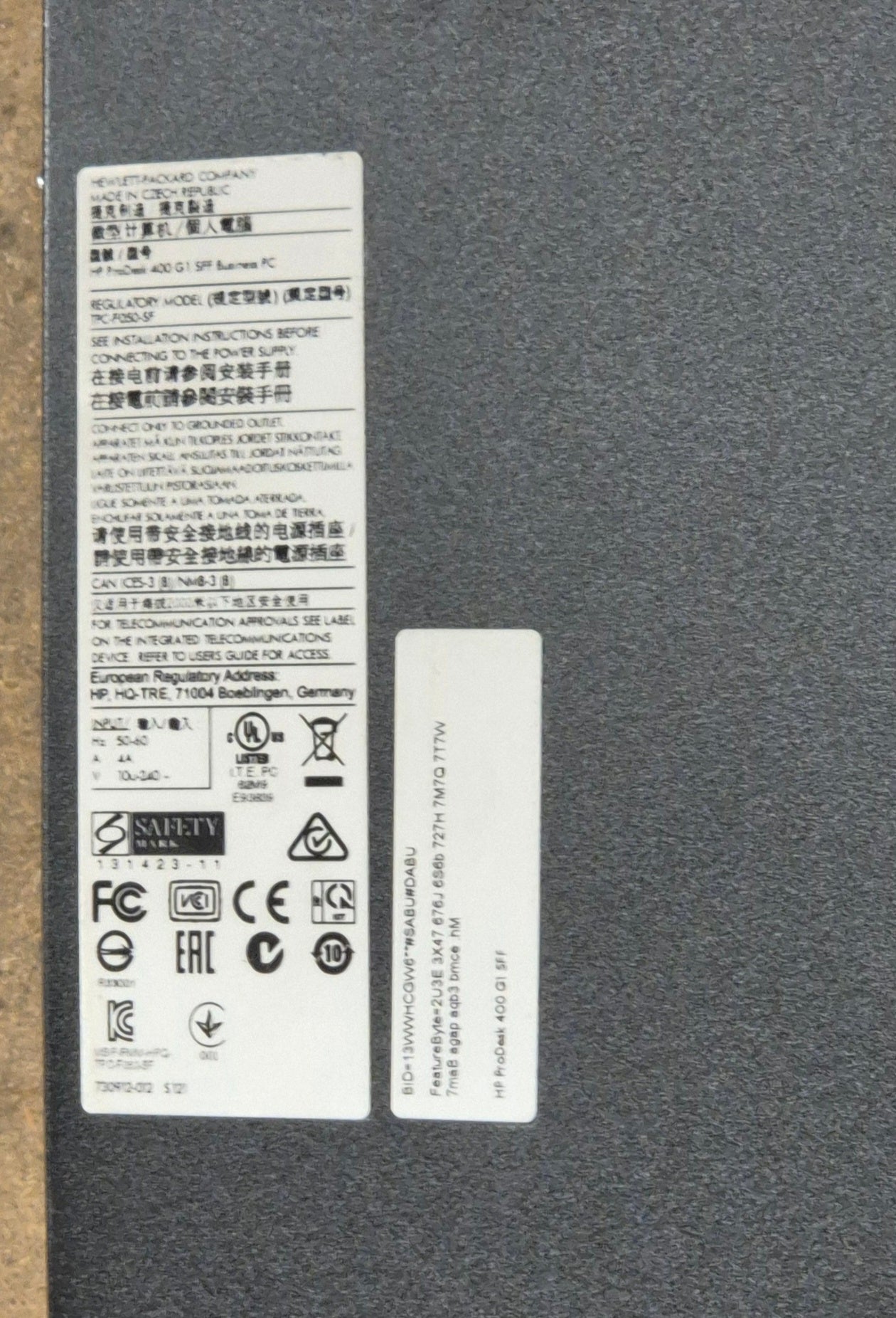 HP ProDesk 400 G1 1TB HDD 4GB RAM i5-4570 3.20GHz DVD NO OS ( F4Q32EA#ABU ) USED
