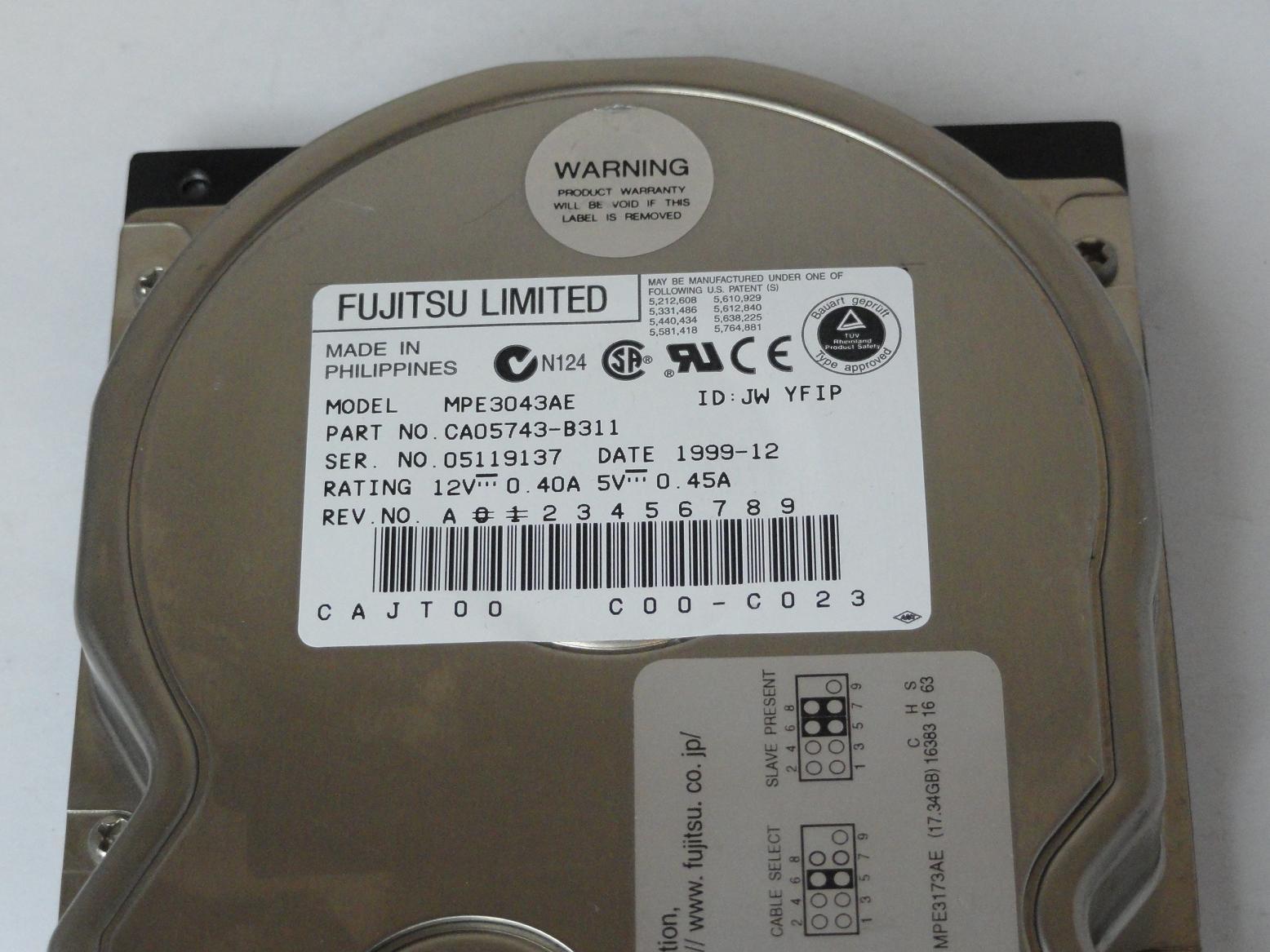 Fujitsu 4.3GB IDE 5400rpm 3.5in HDD ( CA05743-B311 MPE3043AE ) REF