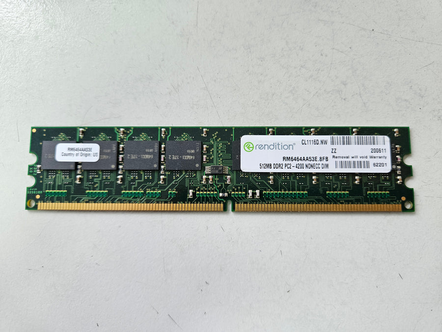 Rendition 512MB DDR2 PC2-4200 NonECC DIMM ( RM6464AA53E.8FB ) USED