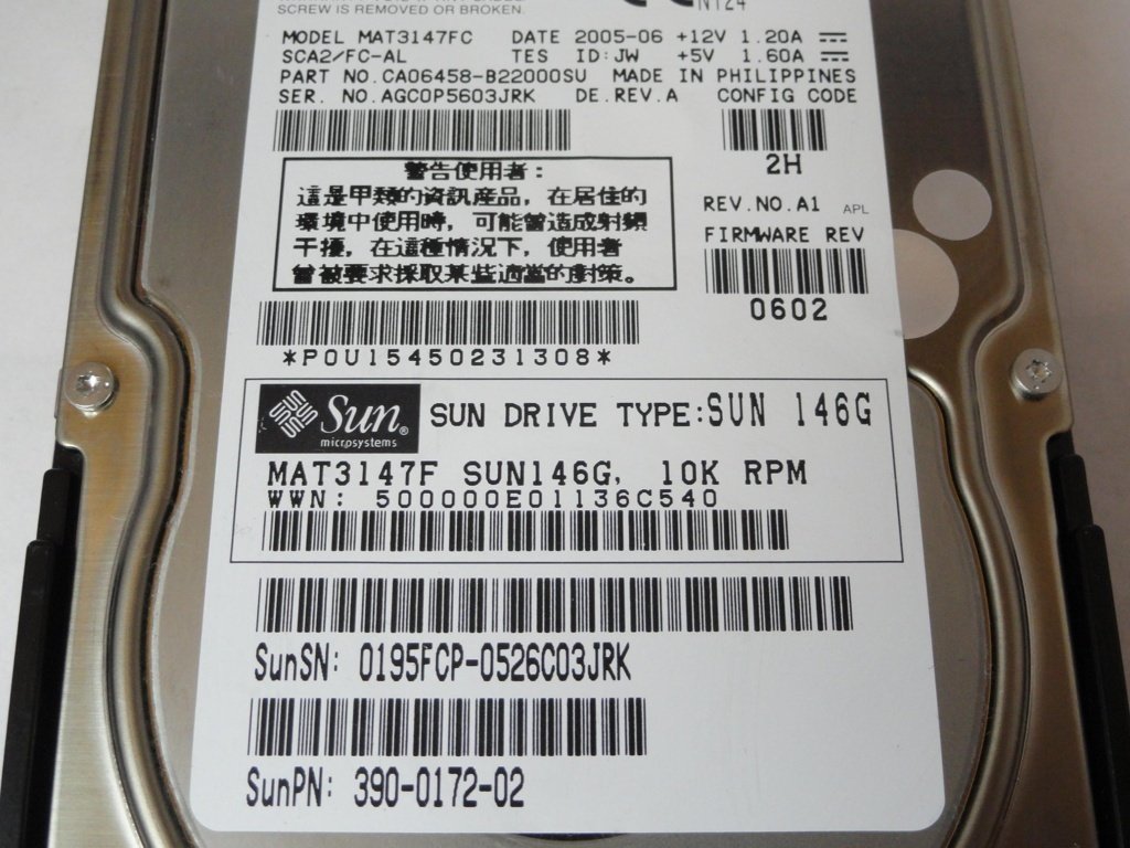 PR22853_CA06458-B22000SU_Fujitsu sun 146Gb Fibre Channel 10Krpm 3.5in HDD - Image3