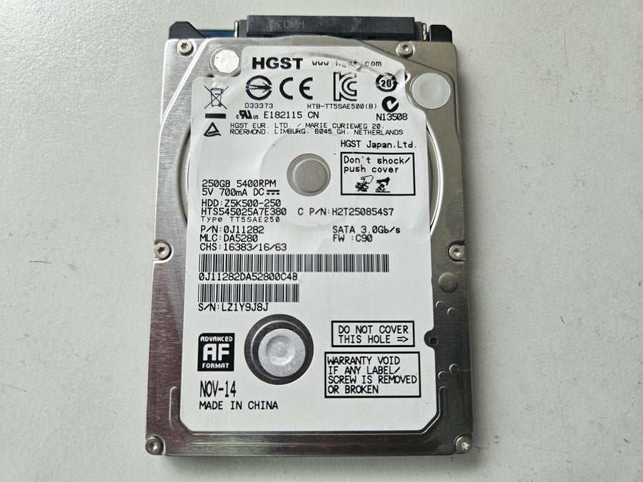 Hitachi 250GB SATA 5400rpm 2.5in HDD ( 0J11282 HTS545025A7E380 ) USED