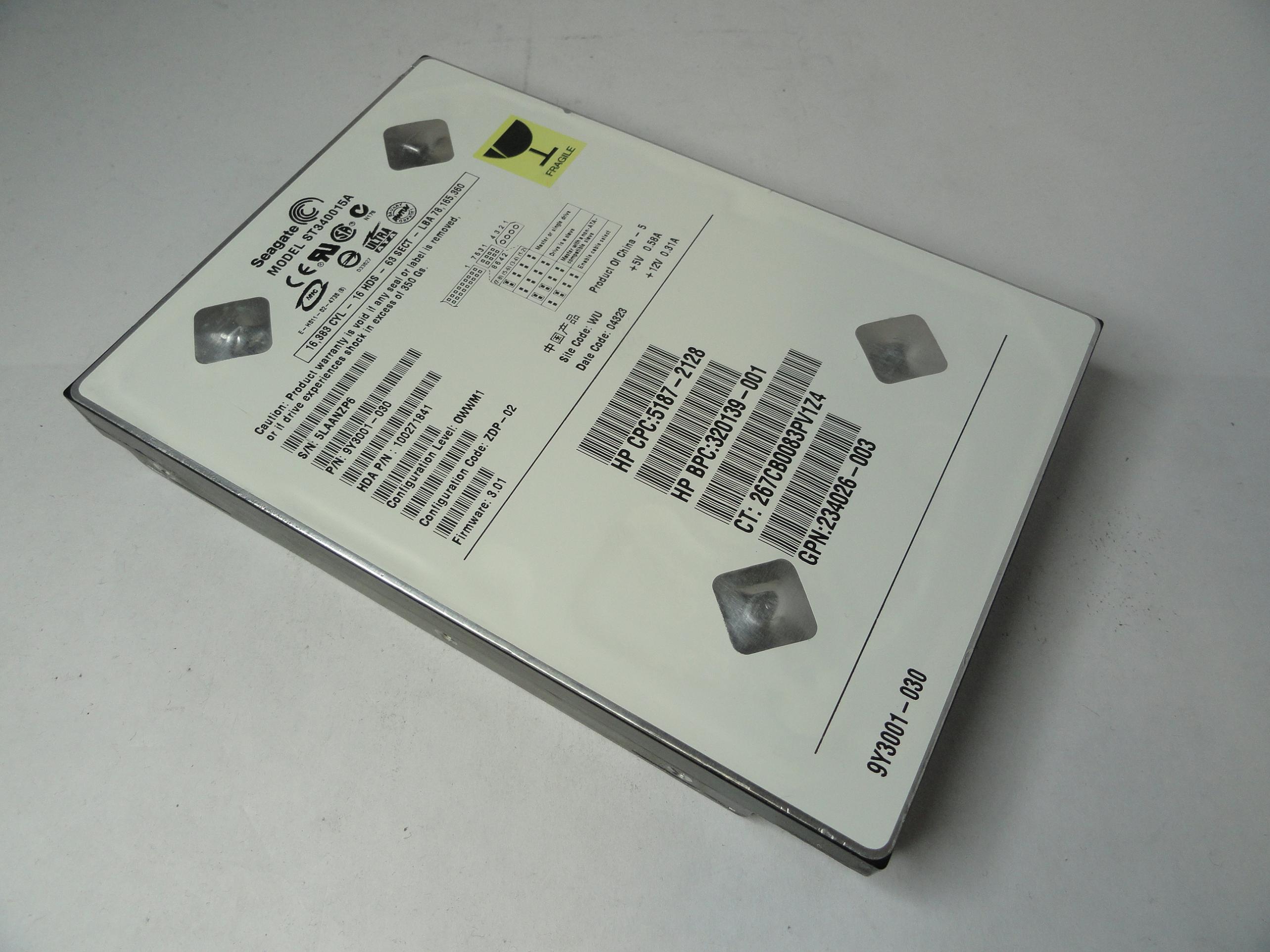 PR20739_9CY3001-030_Seagate HP 40Gb IDE 4200rpm 3.5in Low Profile HDD - Image2