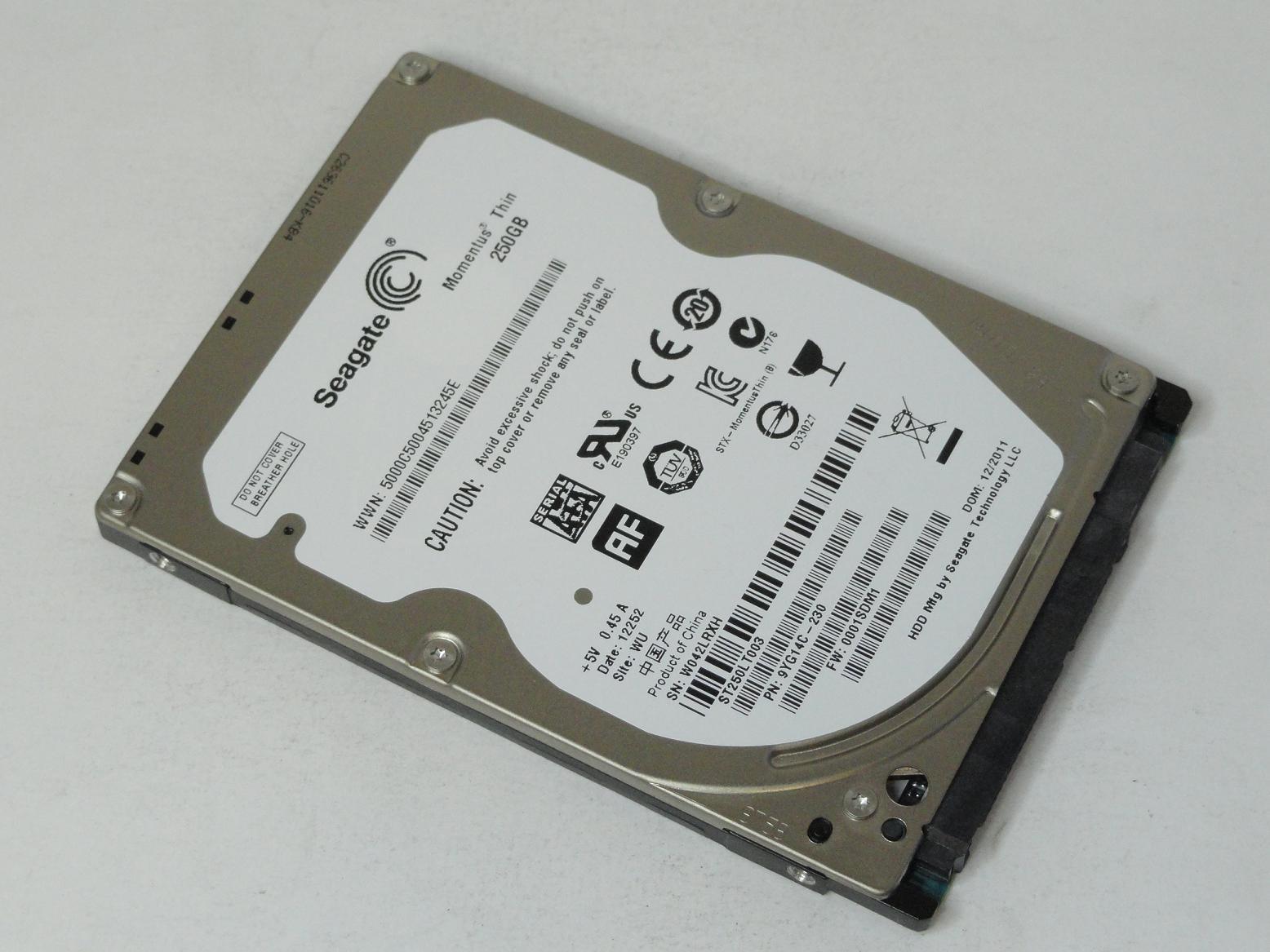 9YG14C-230 - Seagate 250GB SATA 5400rpm 2.5in Momentus Thin HDD - Refurbished