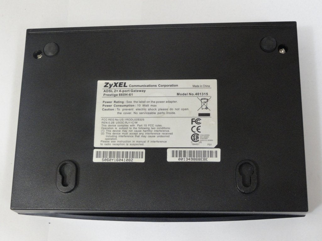 PRESTIGE 660H-61 - Zyxel ADSL 2+4-Port Gateway Prestige 660H-61 No PSU - Refurbished
