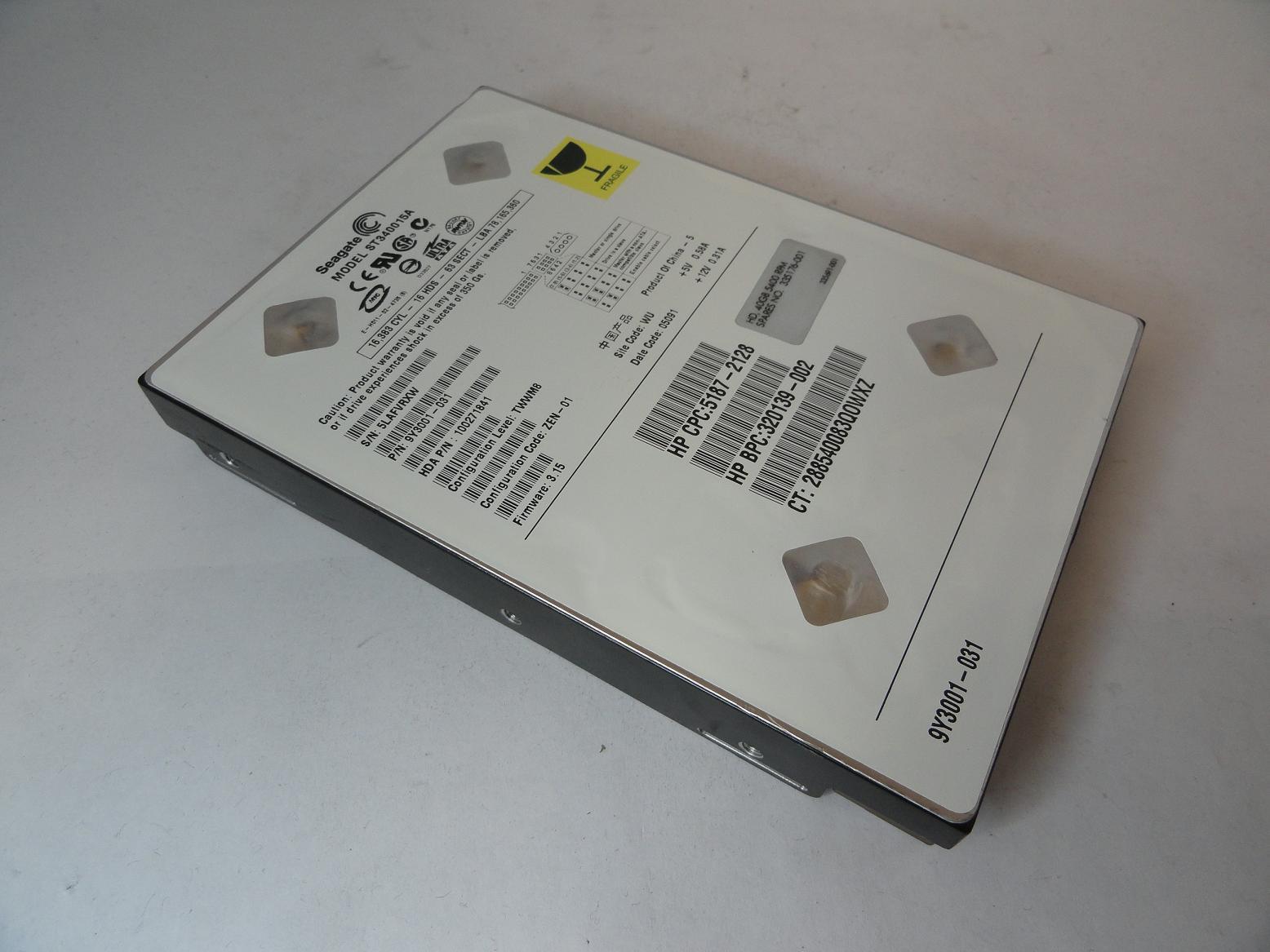 9Y3001-031 - Seagate HP 40GB IDE 5400rpm 3.5in HDD - Refurbished