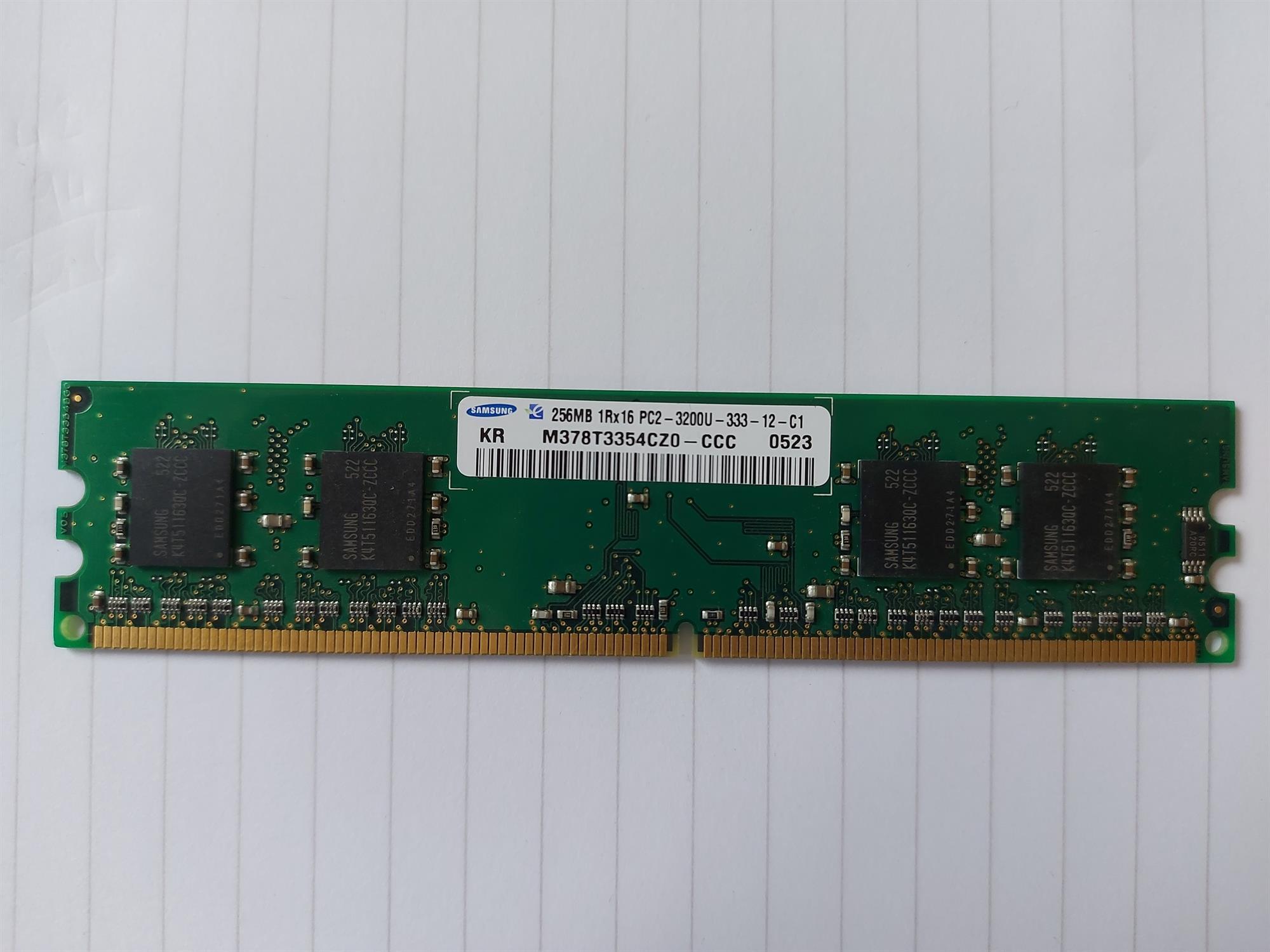 Samsung 256MB DDR2-400MHz PC2-3200 non-ECC Unbuffered CL3 240-Pin DIMM Memory Module (M378T3354CZ0-CCC)