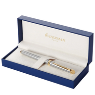 Waterman Paris Hemisphere Stainless Steel Gold Trim F Nib Fountain Pen NEW
