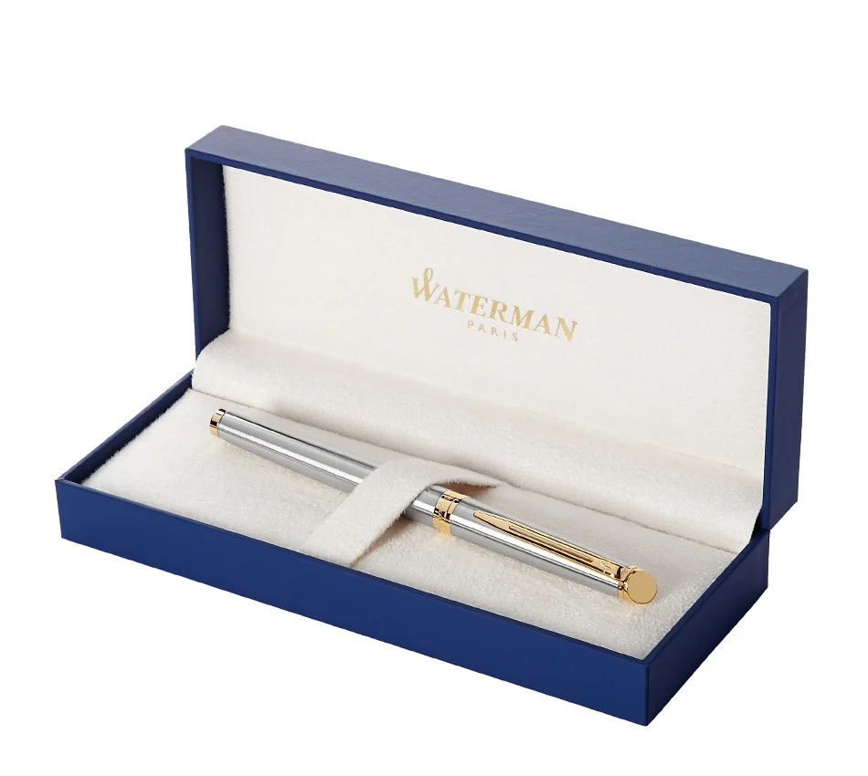 Waterman Paris Hemisphere Stainless Steel Gold Trim F Nib Fountain Pen NEW