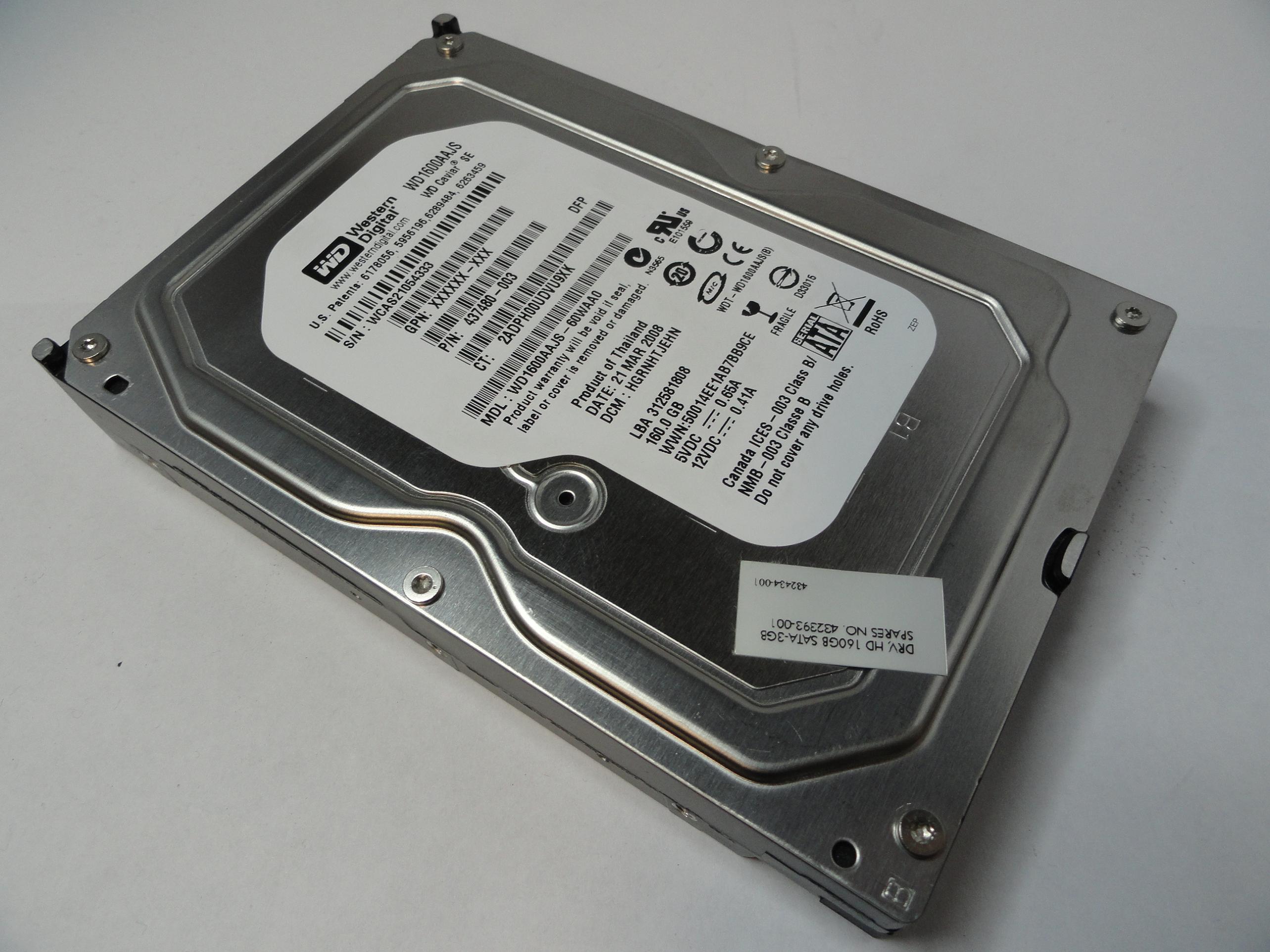 PR20098_WD1600AAJS-60WAA0_Western Digital HP 160Gb SATA 7200rpm 3.5in HDD - Image4