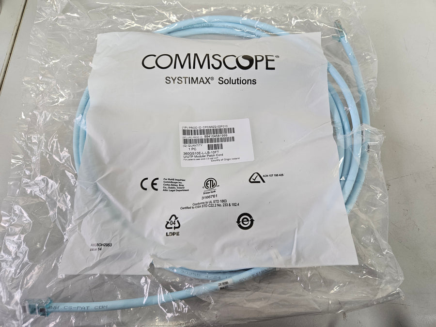COMMSCOPE SYSTIMAX U/UTP Modular Patch Cord - Light Blue 10ft ( CPCSSZ2-02F010 360GS10E-L-LB-10FT ) NEW