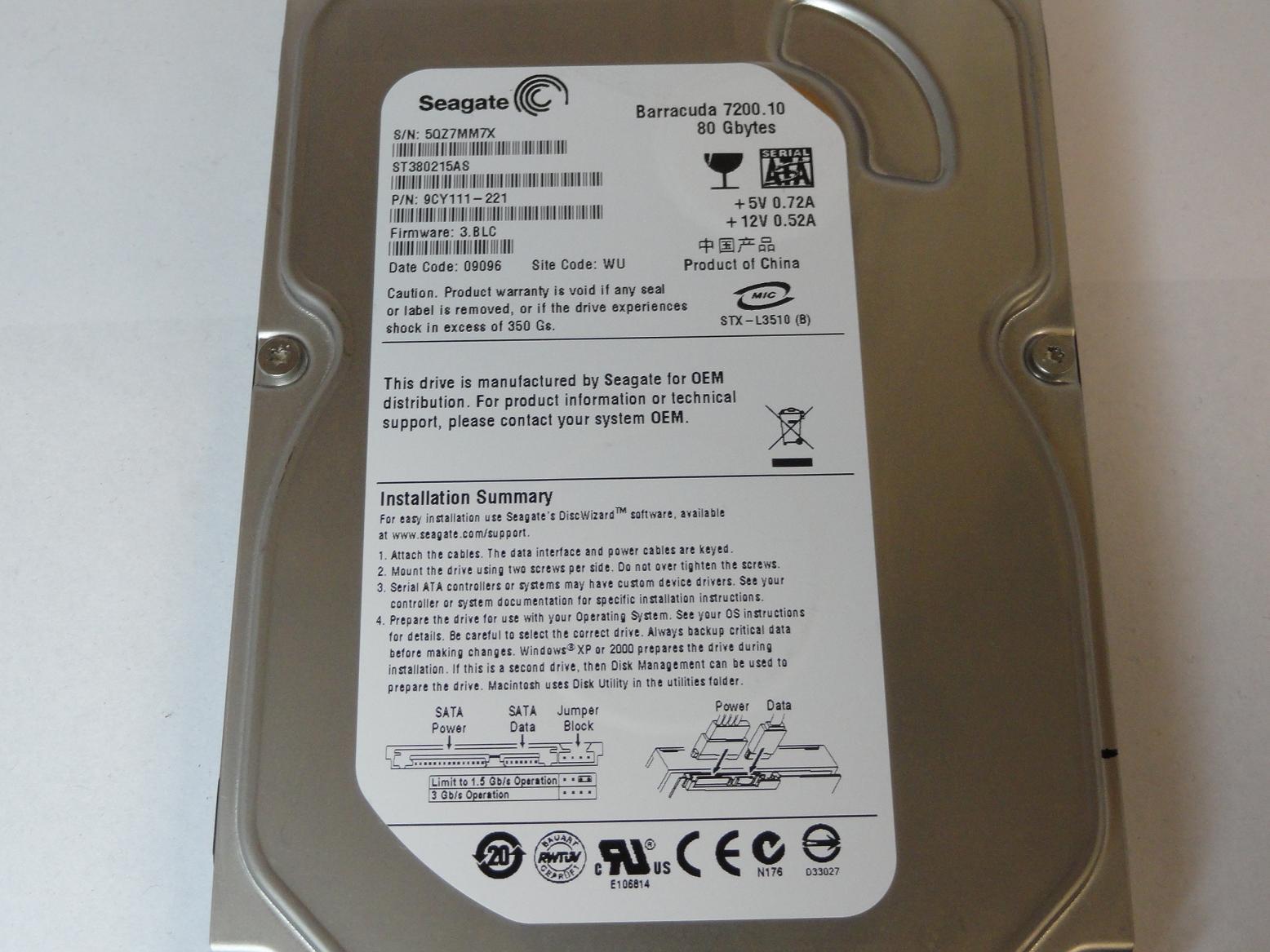 PR10548_9CY111-221_Seagate 80GB SATA 7200rpm 3.5in HDD - Image5