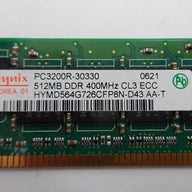 HYMD564G726CFP8N-D43 - HP/Hynix 512MB PC3200 DDR-400MHz ECC Registered CL3 184-Pin DIMM Memory Module Mfr P/N HYMD564G726CFP8N-D43 HP P/N 373028-851 - Refurbished