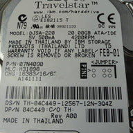 DJSA-220 - IBM Dell 20Gb IDE 4200rpm 2.5in HDD - Refurbished