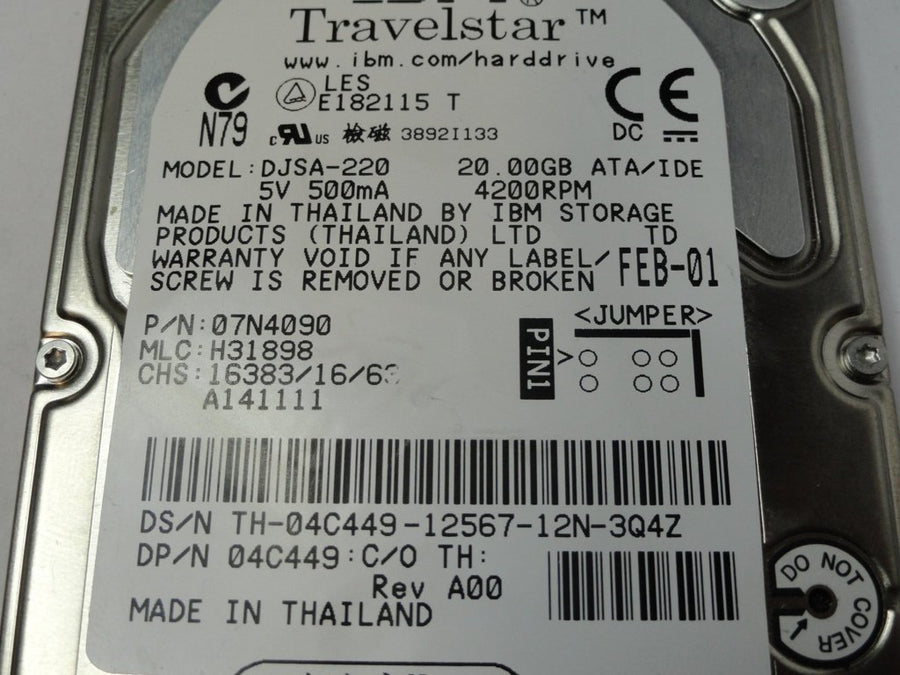DJSA-220 - IBM Dell 20Gb IDE 4200rpm 2.5in HDD - Refurbished