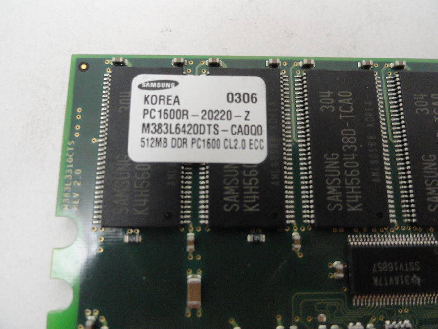 Samsung 512Mb DDR-200MHz PC1600 CL2 ECC 184-Pin RAM Module ( M383L6420DTS-CA0Q0 ) REF