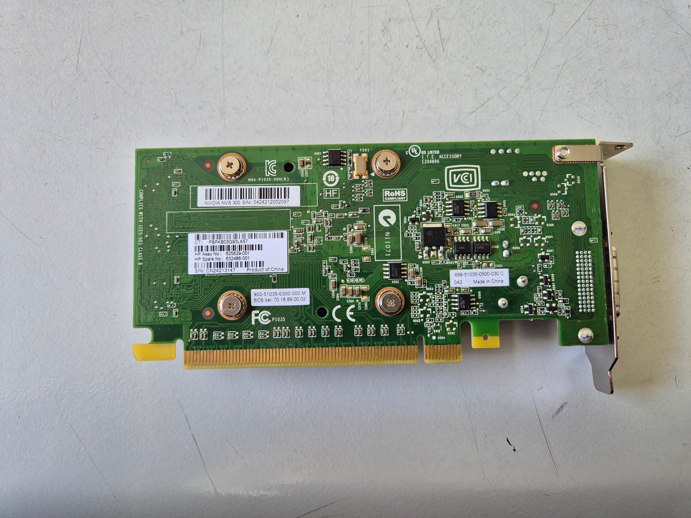 HP Nvida Quadro NVS 300 512MB GDDR3 SDRAM Graphics Card ( 625629-001 632486-001 ) USED