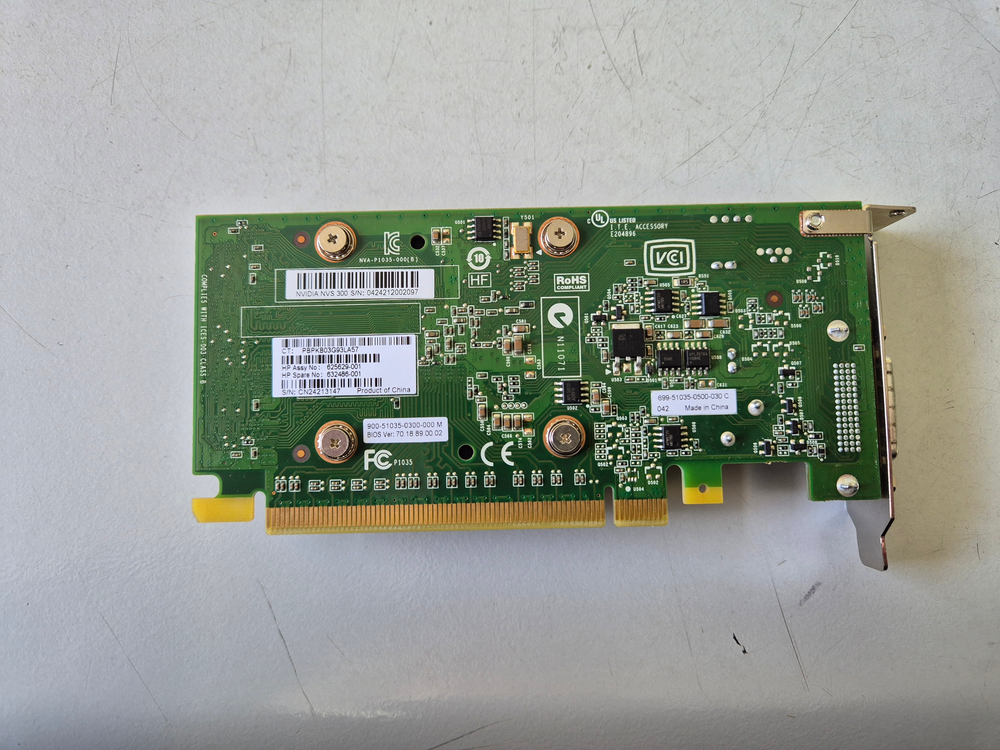 HP Nvida Quadro NVS 300 512MB GDDR3 SDRAM Graphics Card ( 625629-001 632486-001 ) USED