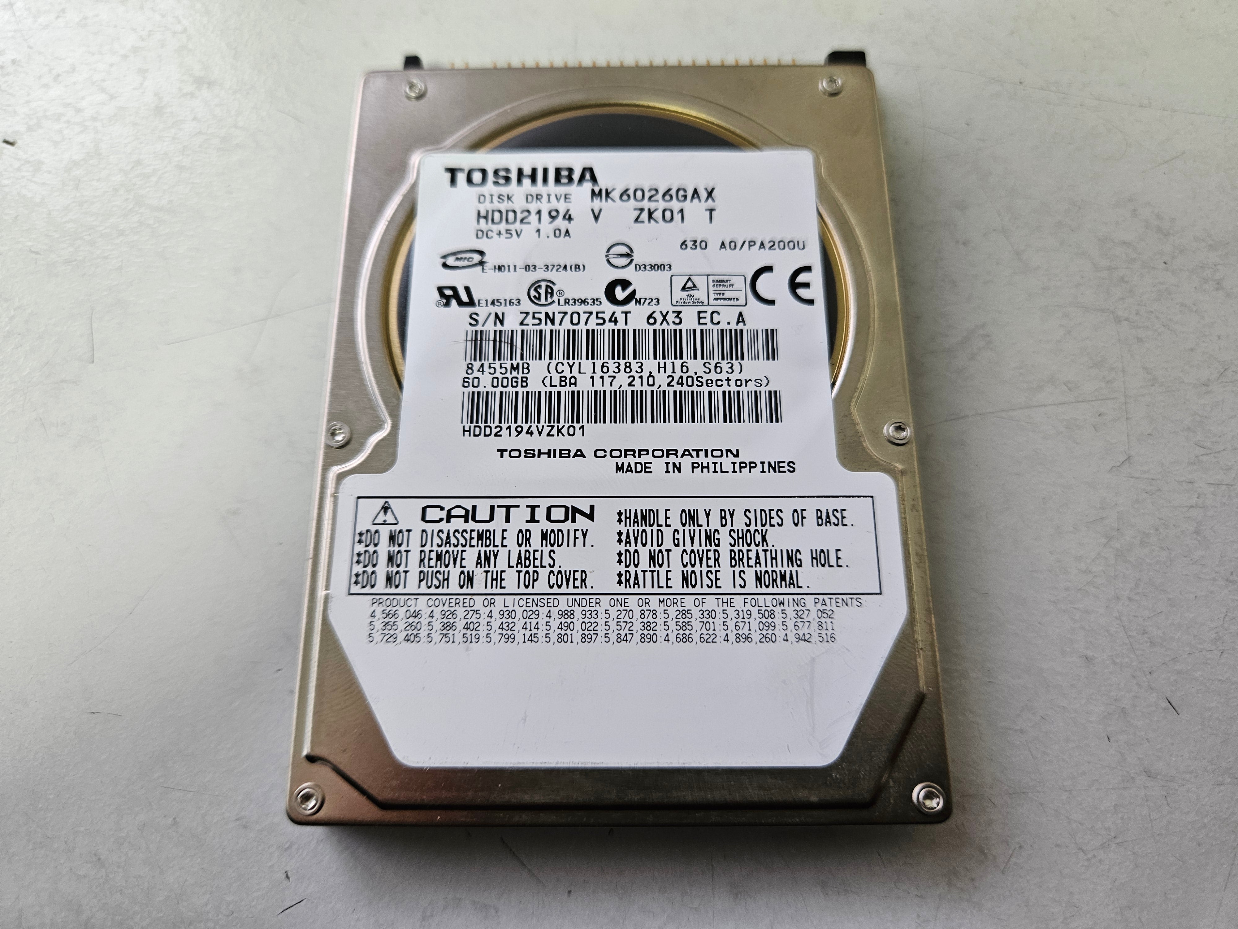 Toshiba 60GB 5400RPM IDE 2.5