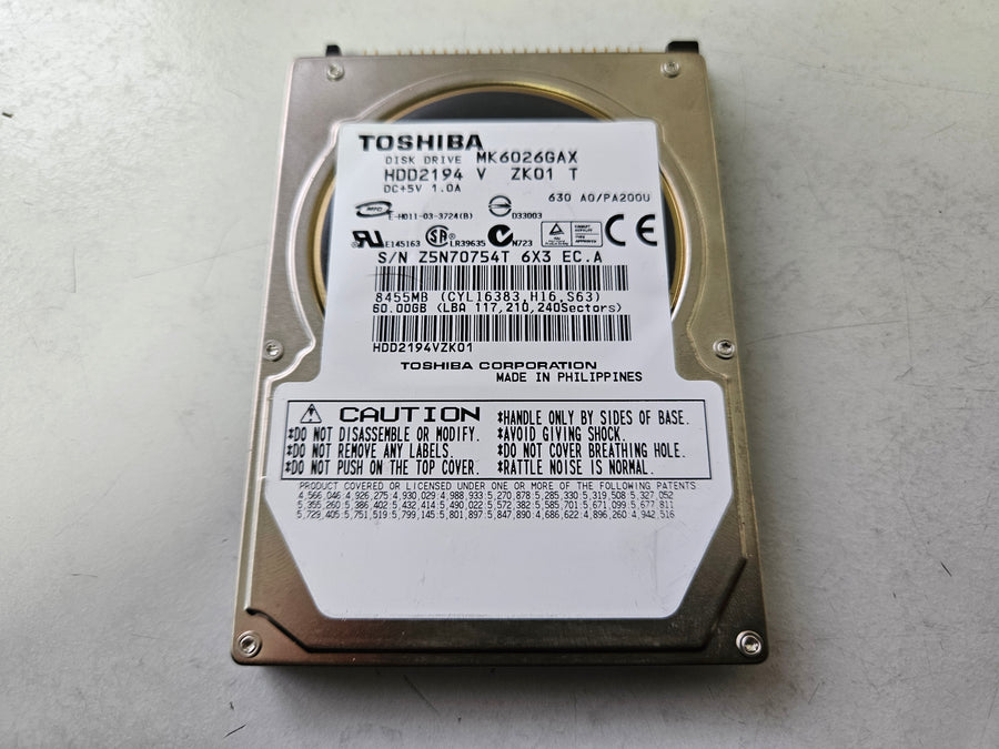 Toshiba 60GB 5400RPM IDE 2.5" HDD ( MK6026GAX ) REF