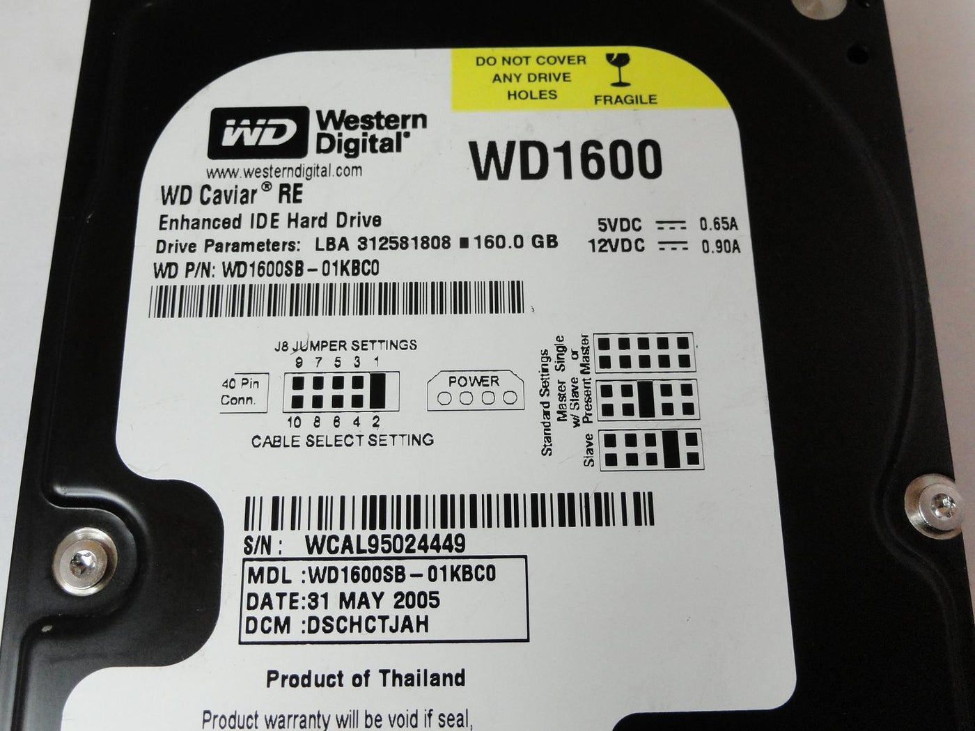 PR23603_WD1600_Western Digital 160GB IDE 7200rpm 3.5in HDD - Image2