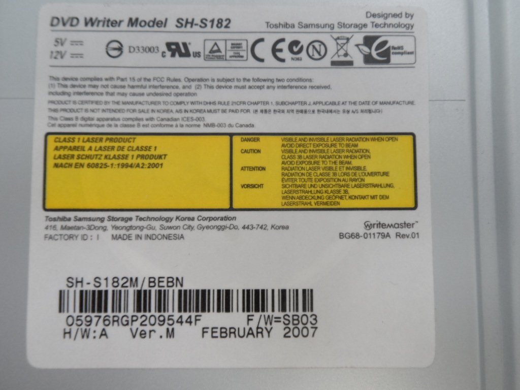 PR18981_SH-S182_Toshiba / Samsung 18x  CD-RW/DVD Multi Recorder - Image6