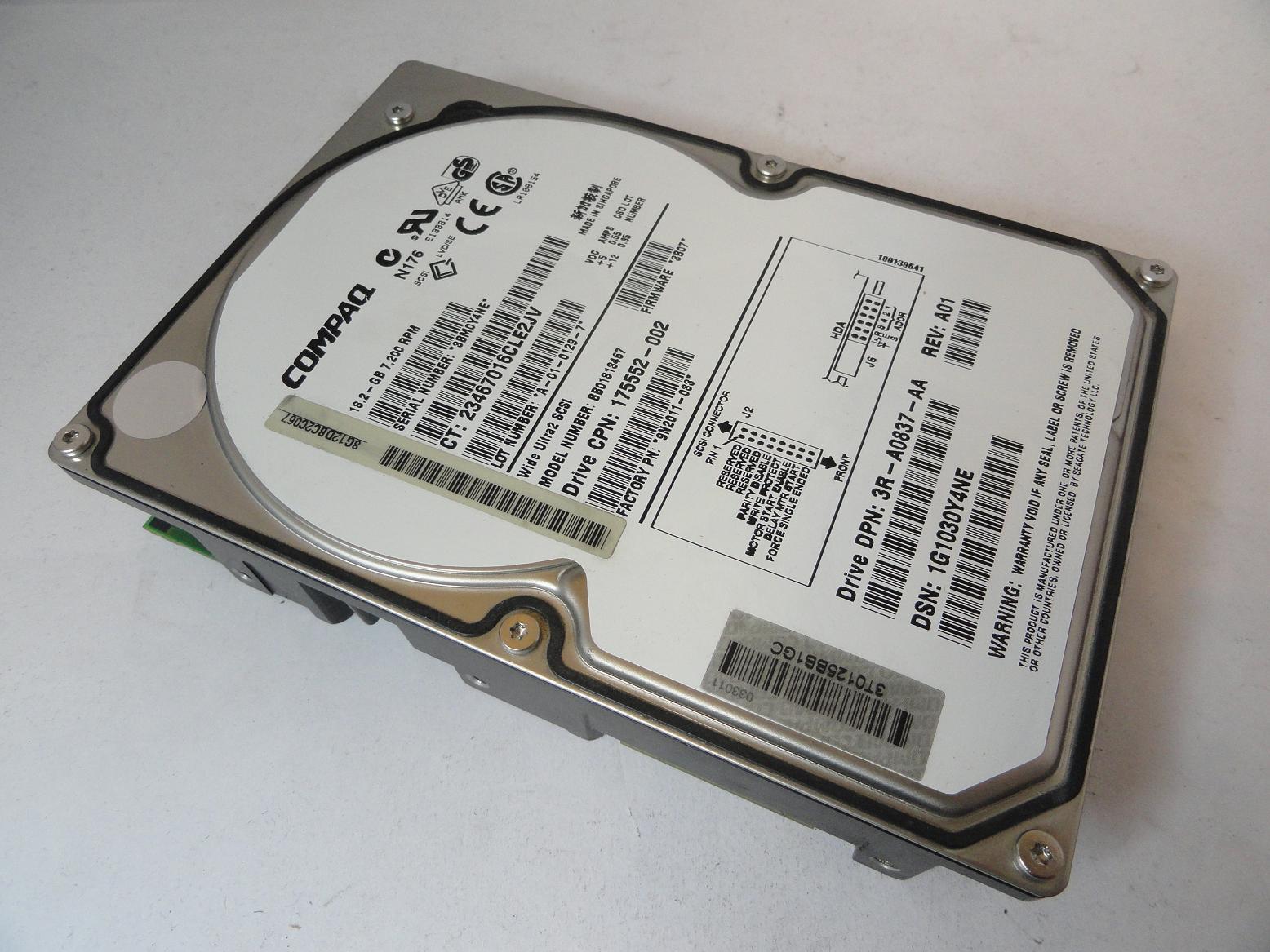9N2011-033 - Seagate Compaq 18GB SCSI 80 Pin 7200rpm 3.5in HDD - USED