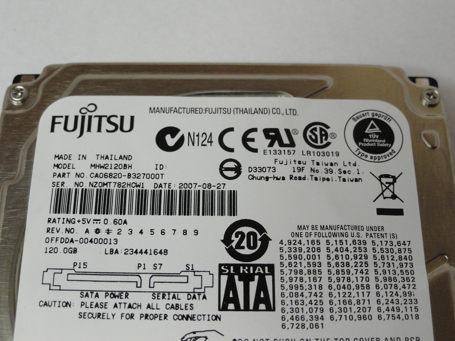 PR24037_CA06820-B327000T_Fujitsu 120GB SATA 5400rpm 2.5in HDD - Image3