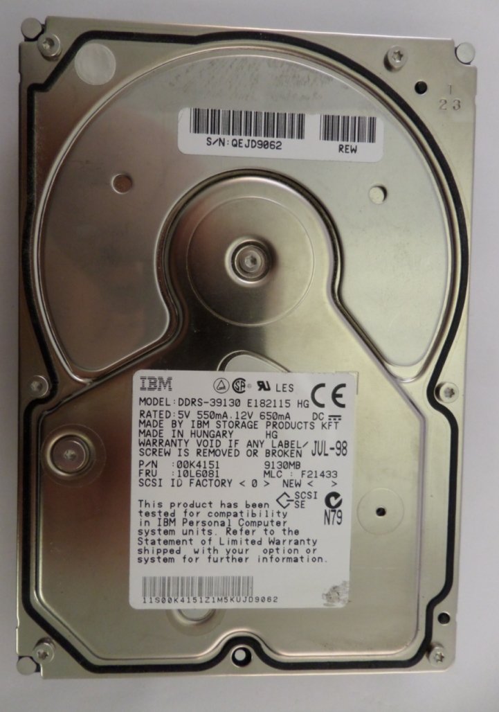 IBM 9.1GB SCSI 80Pin 7200rpm 3.5in HDD ( 00K4151 DDRS-39130 10L6081 ) REF