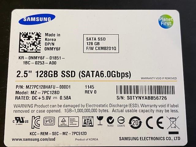 Samsung 128GB SSD SATA MZ7PC128HAFU-000D1 0NMY6F