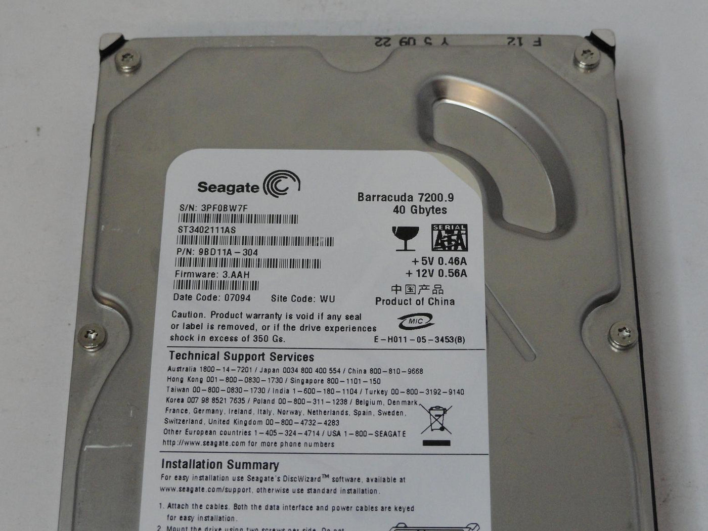 PR06164_9BD11A-304_Seagate 40GB SATA 7200rpm 3.5in HDD - Image3