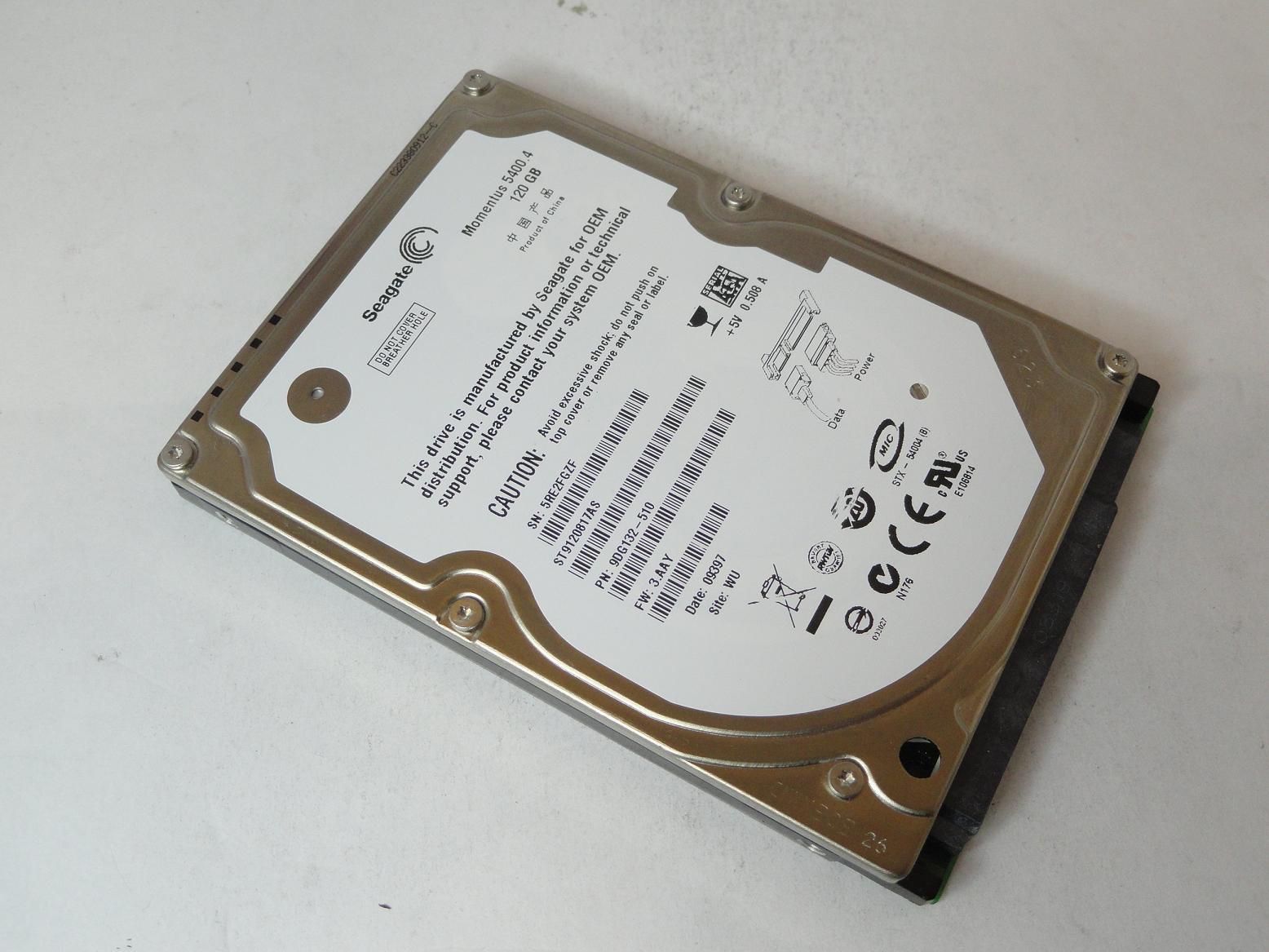 9DG132-510 - Seagate 120Gb SATA 5400rpm 2.5in HDD - Refurbished
