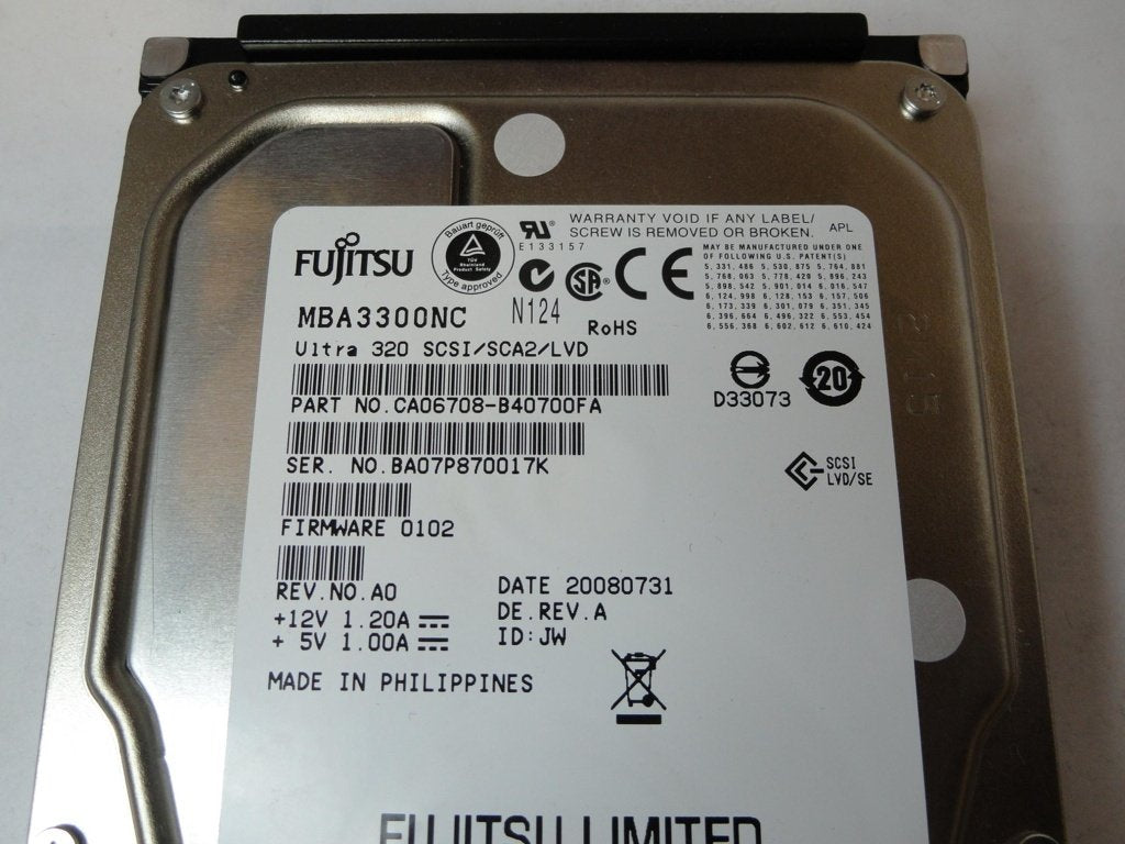 CA06708-B40700FA - Fujitsu 300Gb SCSI 80 Pin 15Krpm 3.5in HDD - Refurbished