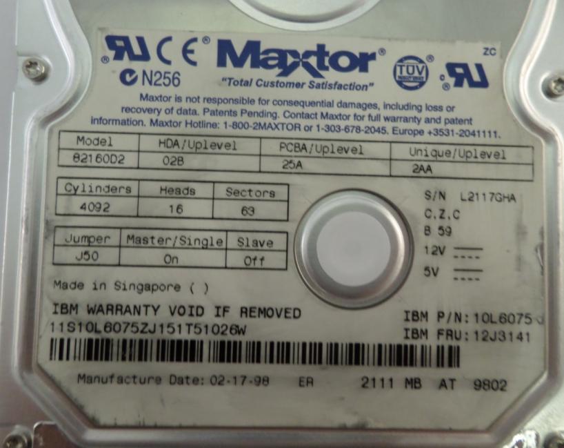 PR03814_82160D2_Maxtor 2.1Gb IDE 5200rpm 3.5in HDD - Image3