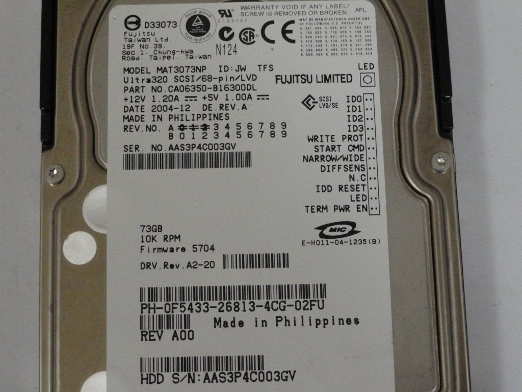 PR16410_CA06350-B16300DL_Dell / Fujitsu 73GB 15Krpm 68Pin 3.5" HDD - Image4