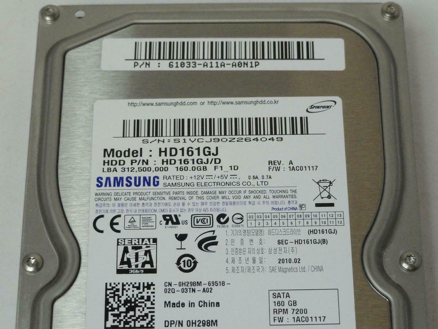 Samsung Dell 160Gb SATA 7200rpm 3.5" HDD ( HD161GJ/D HD161GJ 0H298M ) USED
