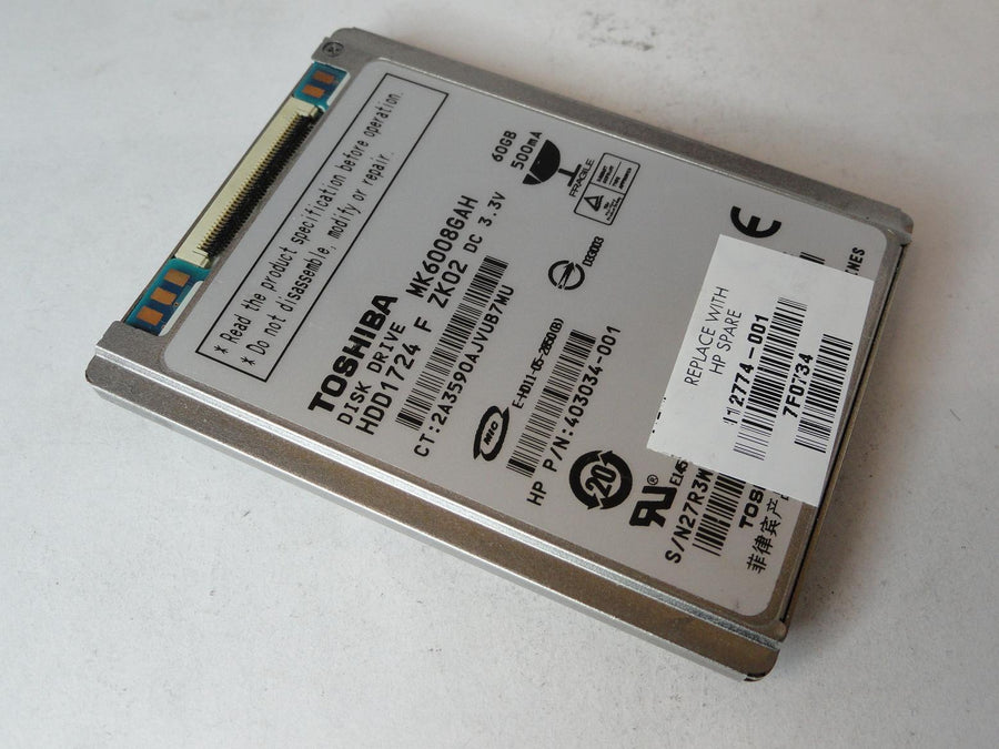 HDD1724 - Toshiba HP 60Gb ZIF 4200rpm 1.8in HDD - Refurbished