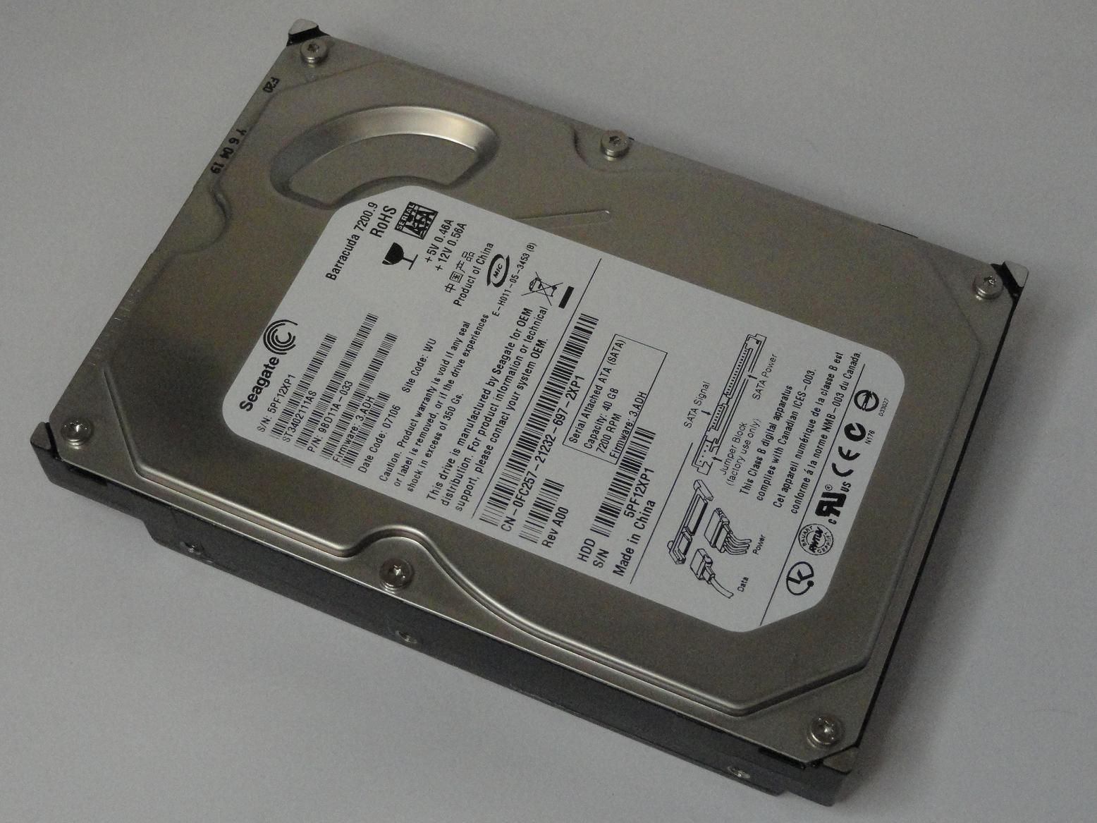 9BD11A-033 - Seagate 40GB SATA 7200rpm 3.5in Barracuda 7200.9 HDD - Refurbished