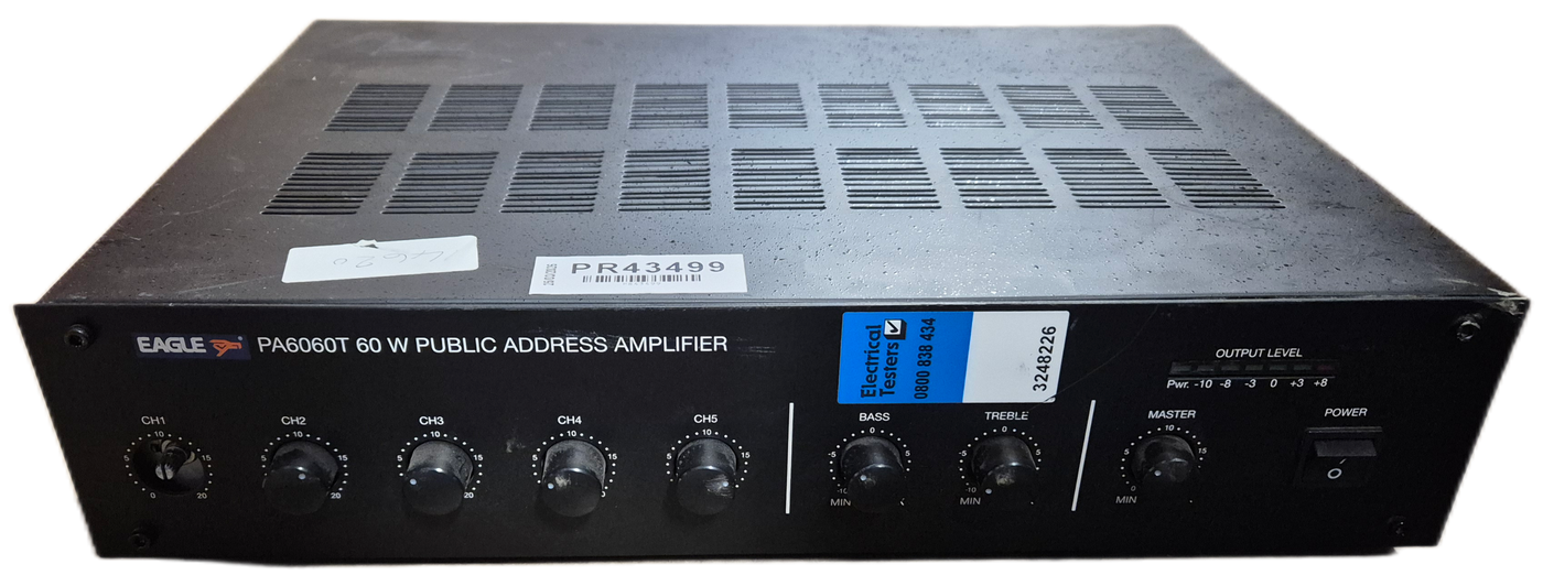 Eagle PA6060T 60W Public Address Amplifier - Missing CH1 knob ( PA6060T-00228 ) USED