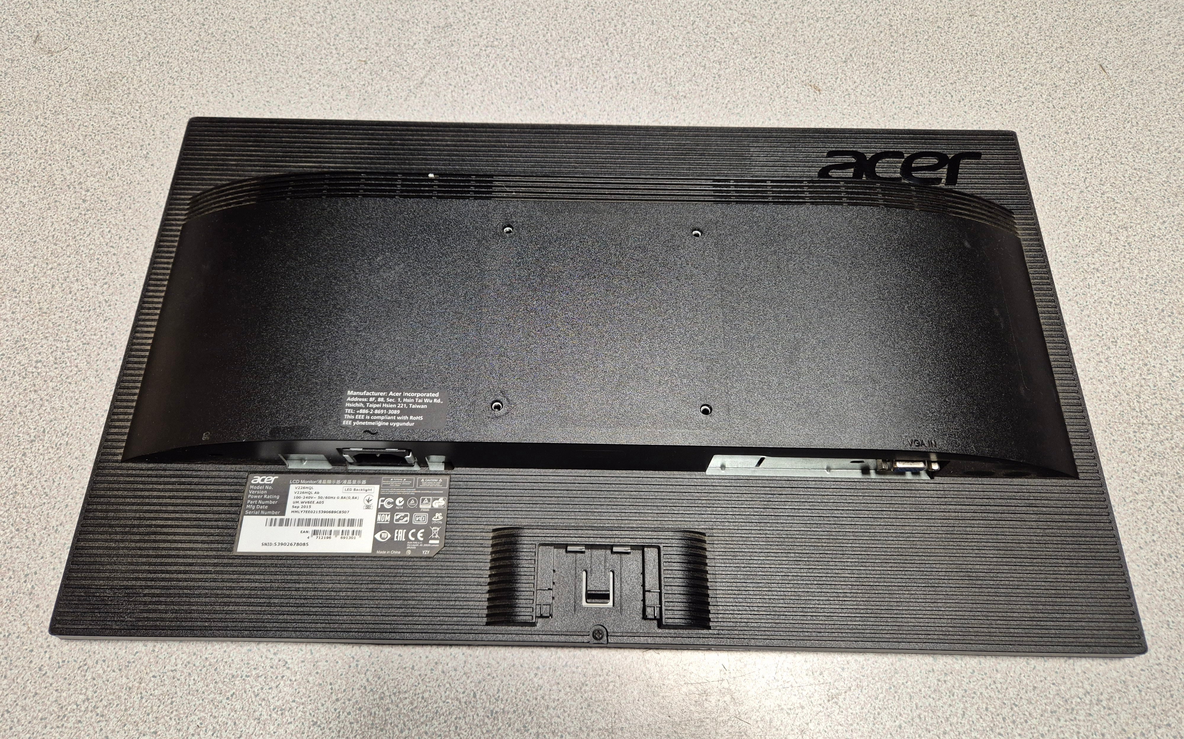 Acer V226HQL 21.5" VGA Full HD Monitor & Stand ( V226HQL Ab UM.WV6EE.A05 ) USED
