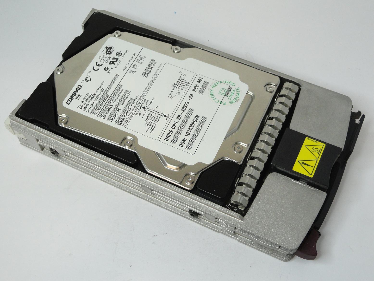 9P2006-022 - Seagate Compaq 18.2GB SCSI 80 Pin 15Krpm 3.5in Certified Refurbished HDD in Caddy - Refurbished