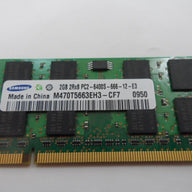 M470T5663EH3-CF7 - Samsung HP 2GB 200p PC2-6400 CL6 16c 128x8 DDR2-800 2Rx8 1.8V SODIMM - Refurbished