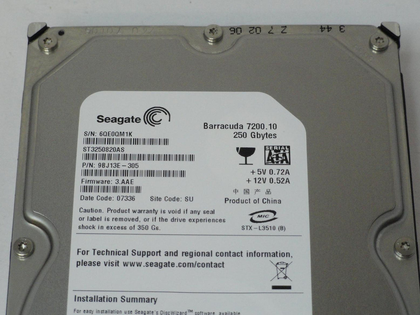 PR24959_9BJ13E-305_Seagate 250GB SATA 7200rpm 3.5in HDD - Image3