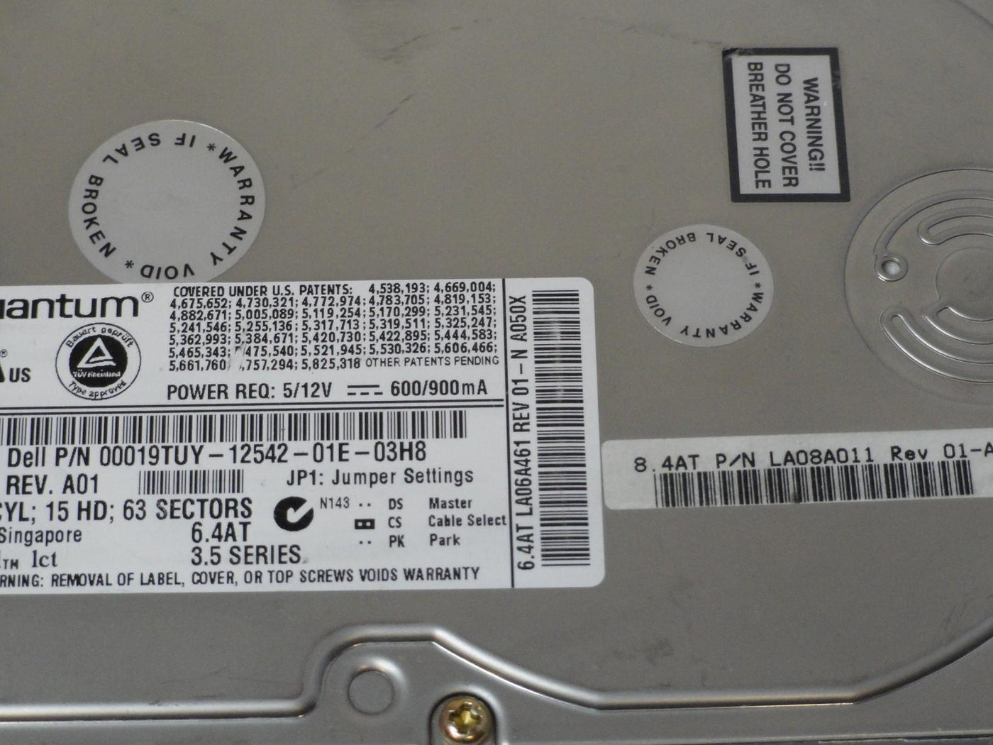 Quantum Dell 8.4GB IDE 5400rpm 3.5in HDD ( LA08A011 LA06A461 019TUY ) REF