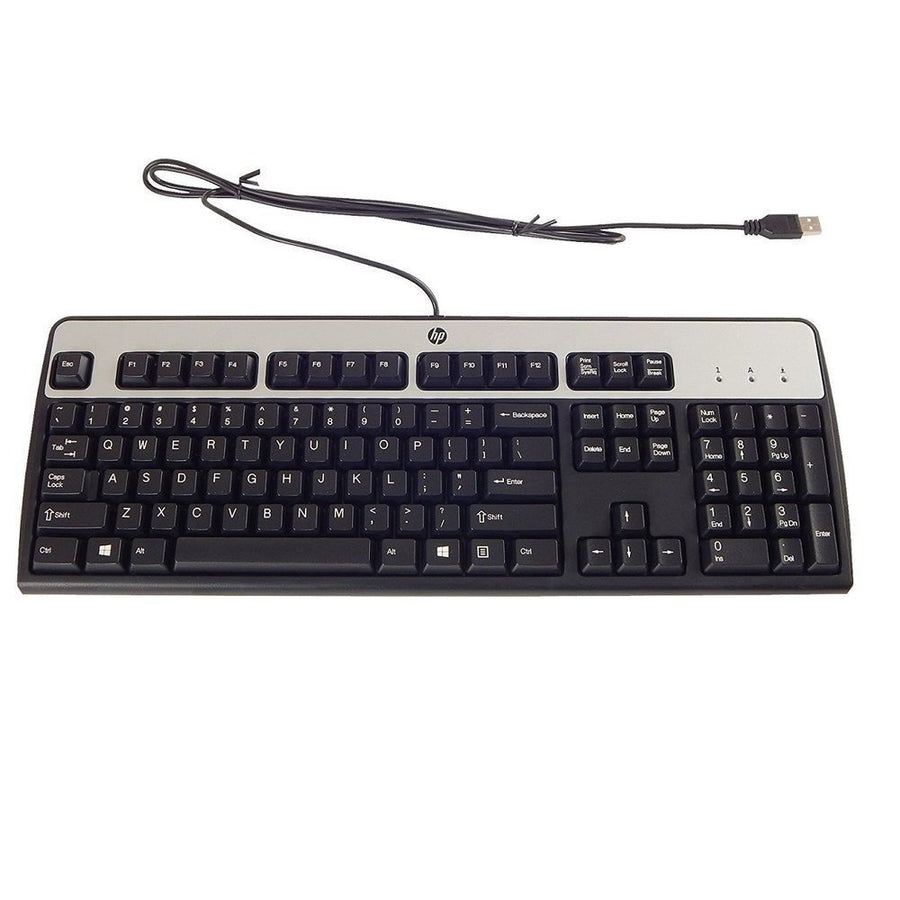 HP USB UK Layout Wired Keyboard Black/Silver ( KU-0316 434821-037 ) NEW