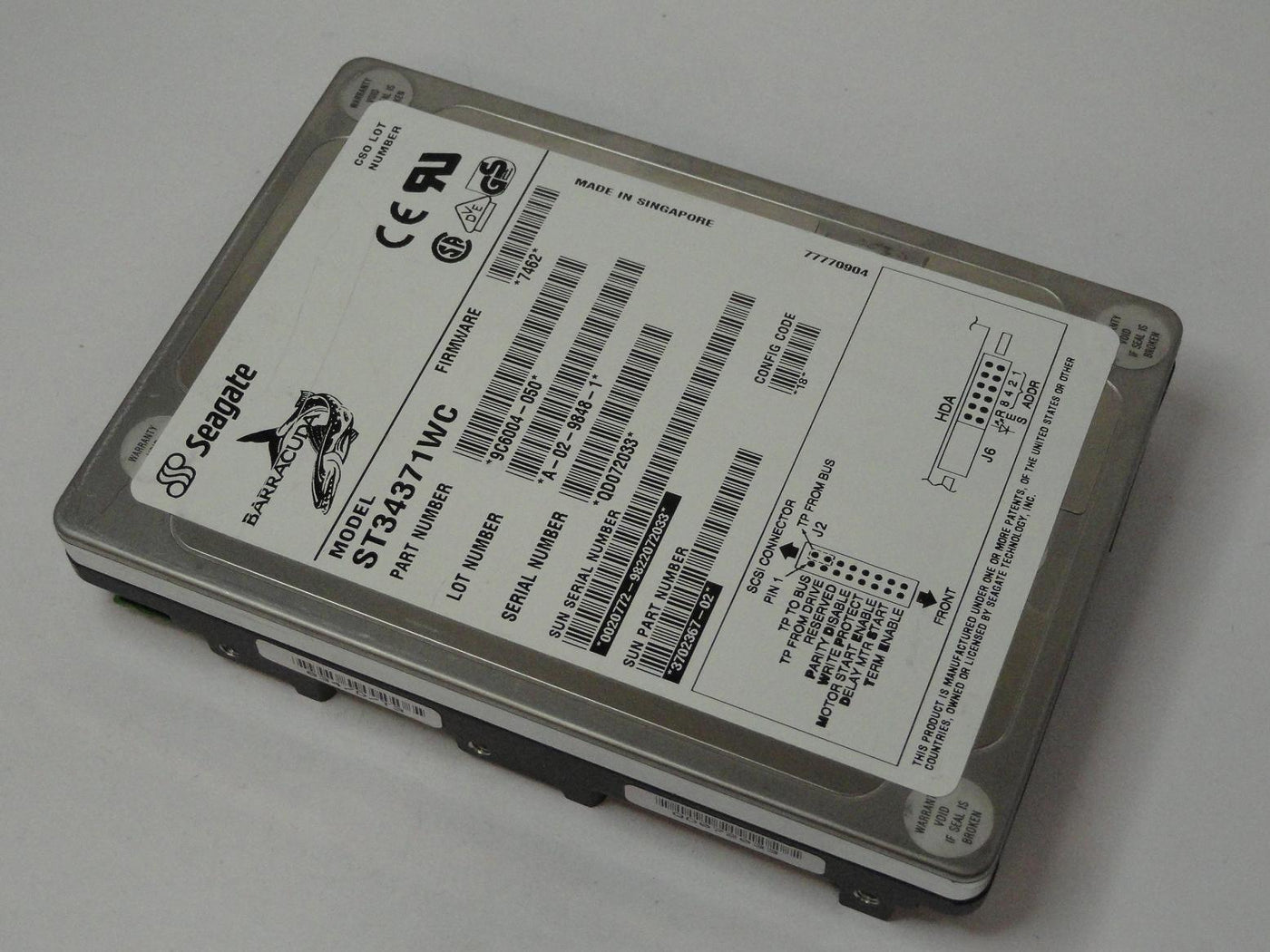 9C6004-050 - Seagate Sun 4.3GB SCSI 80 Pin 7200rpm 3.5in Barracuda HDD - USED
