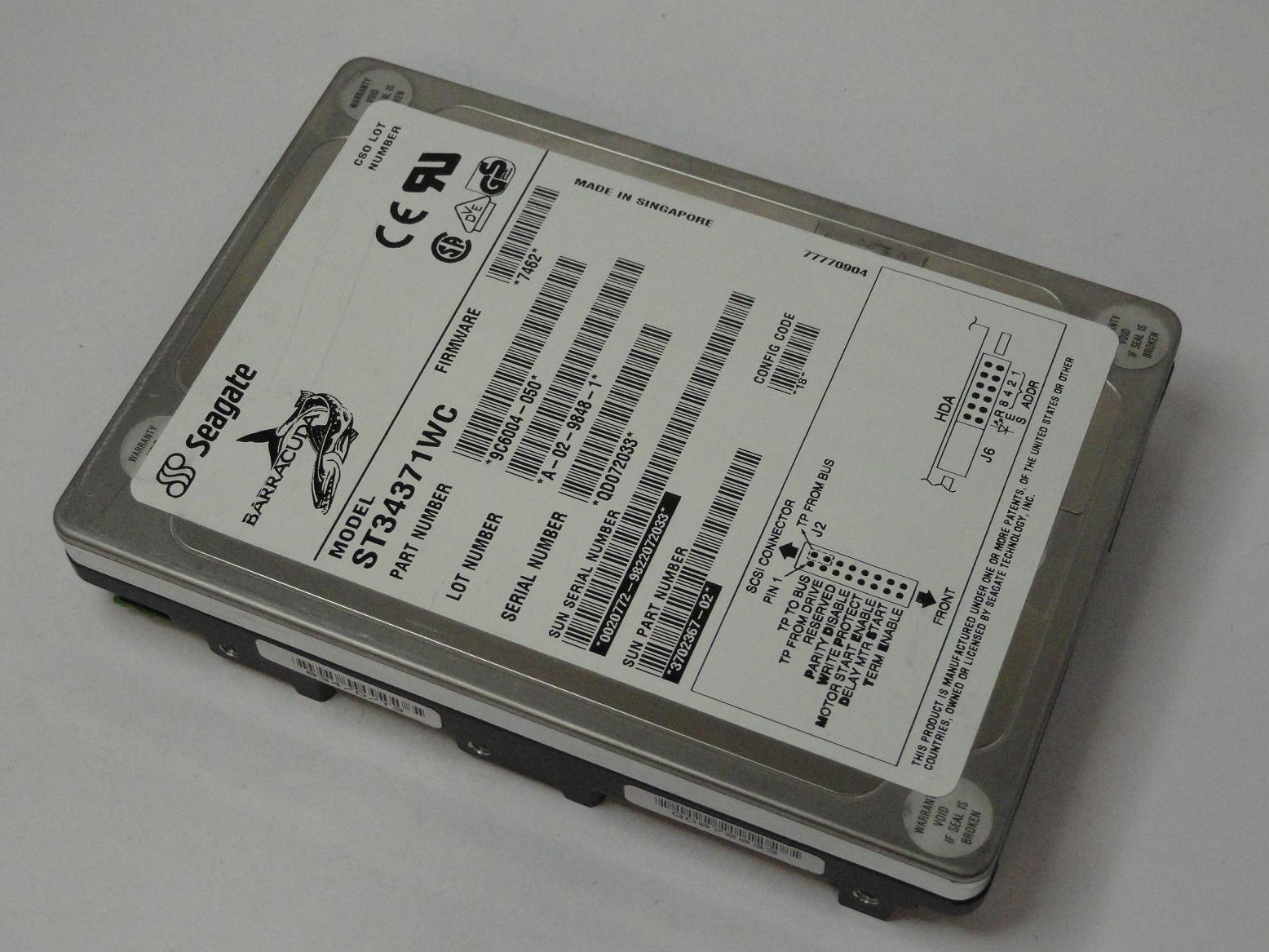 9C6004-050 - Seagate Sun 4.3GB SCSI 80 Pin 7200rpm 3.5in Barracuda HDD - USED