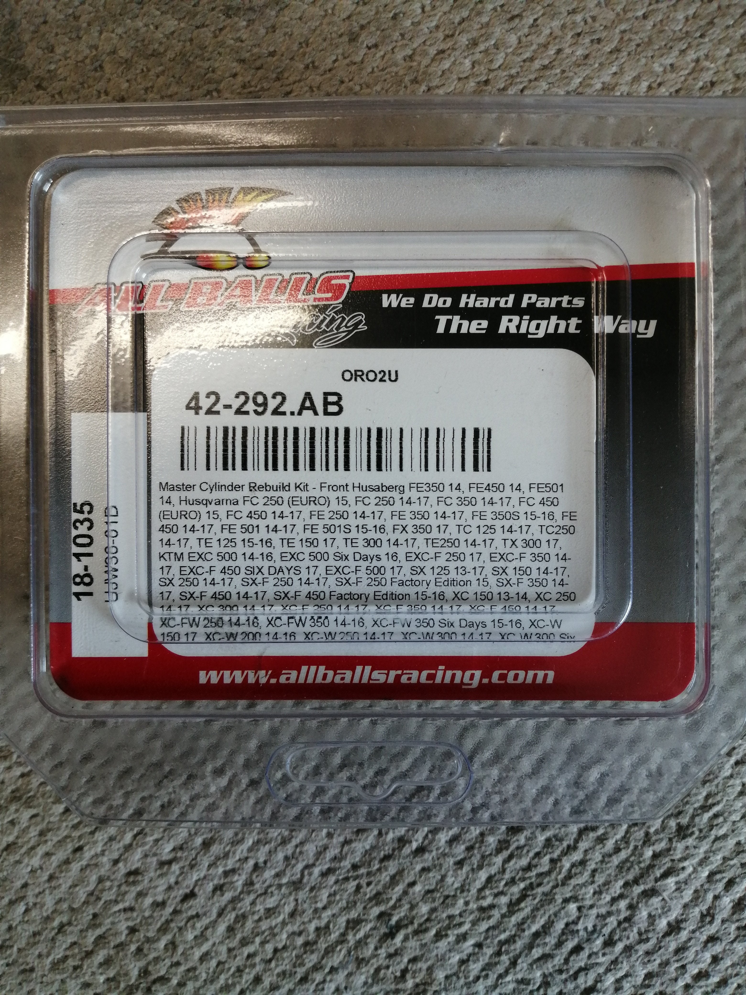 ALL BALLS RACING MASTER CYLINDER REBUILD KIT (18-1035 NEW )