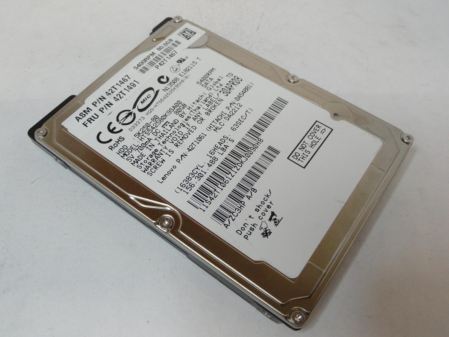 0A54881 - Hitachi Lenovo 80GB SATA 5400rpm 2.5in HDD - Refurbished