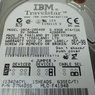 07N4055 - IBM Travelstar 6.5Gb IDE 4200rpm 2.5in HDD - Refurbished